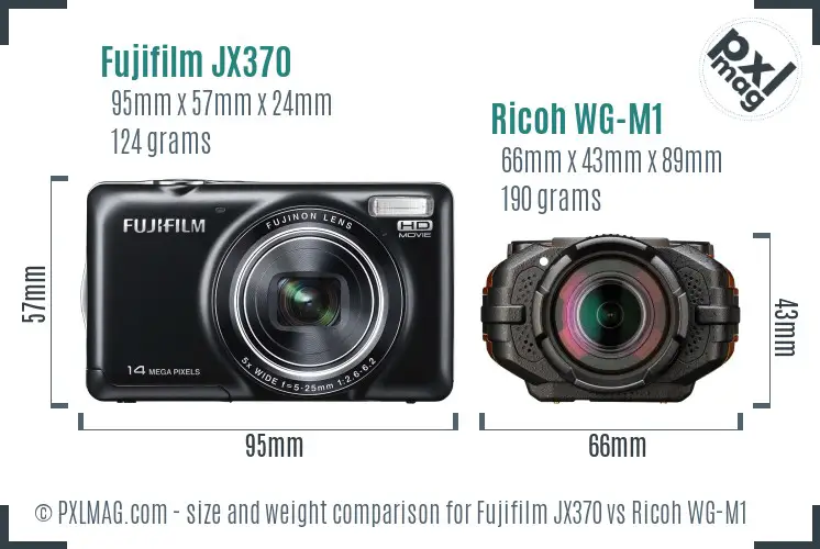 Fujifilm JX370 vs Ricoh WG-M1 size comparison