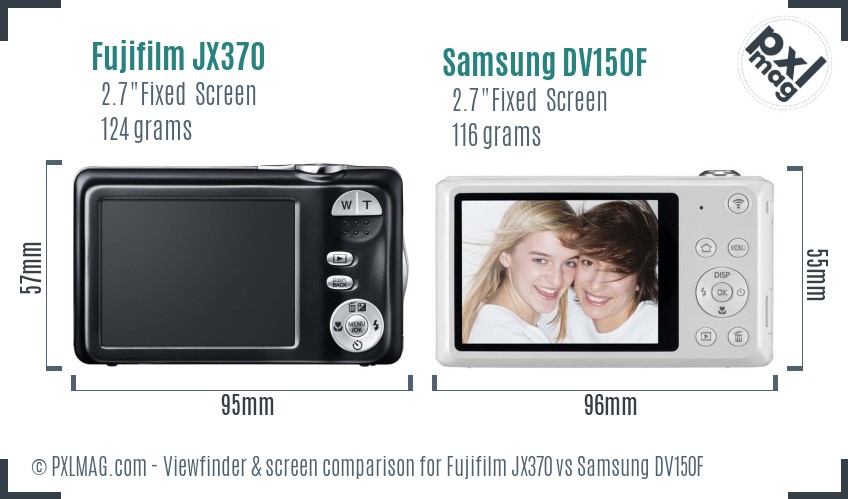 Fujifilm JX370 vs Samsung DV150F Screen and Viewfinder comparison