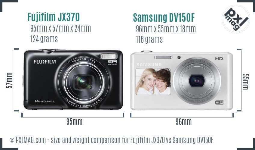 Fujifilm JX370 vs Samsung DV150F size comparison