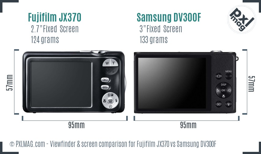 Fujifilm JX370 vs Samsung DV300F Screen and Viewfinder comparison