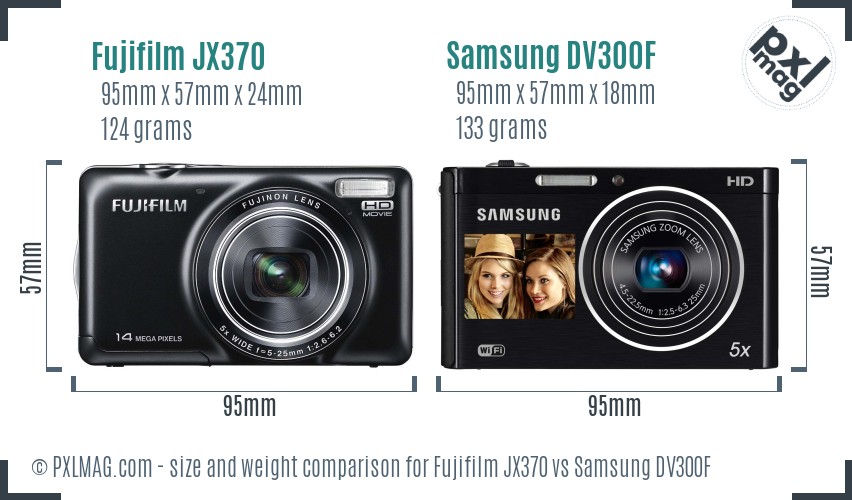 Fujifilm JX370 vs Samsung DV300F size comparison