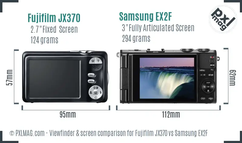 Fujifilm JX370 vs Samsung EX2F Screen and Viewfinder comparison