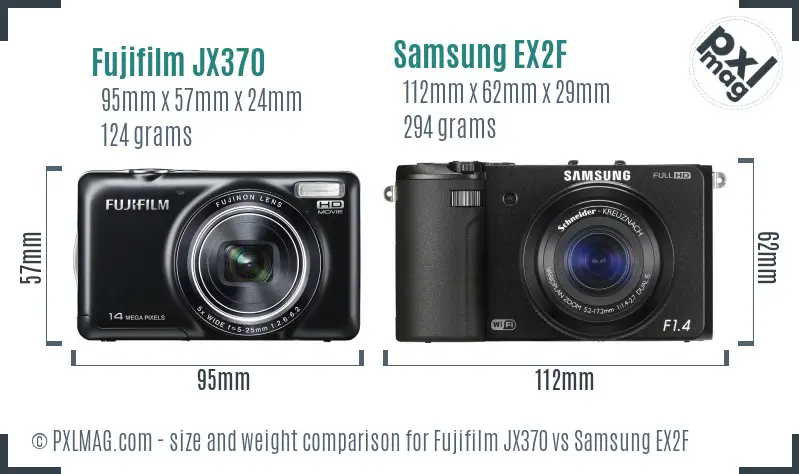 Fujifilm JX370 vs Samsung EX2F size comparison