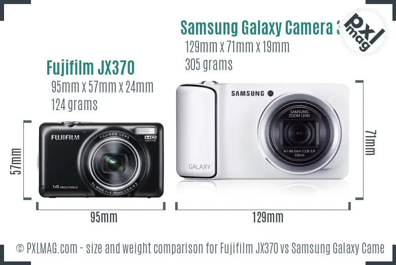 Fujifilm JX370 vs Samsung Galaxy Camera 3G size comparison