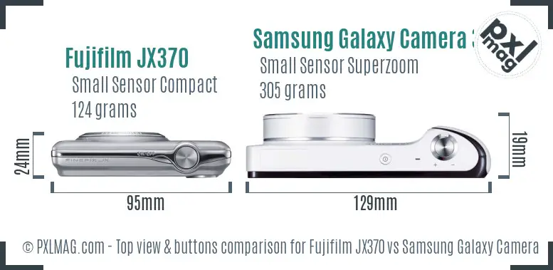 Fujifilm JX370 vs Samsung Galaxy Camera 3G top view buttons comparison