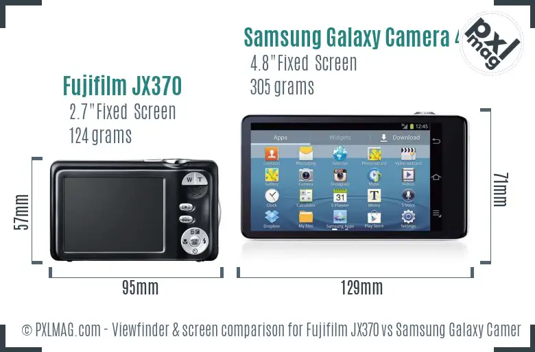 Fujifilm JX370 vs Samsung Galaxy Camera 4G Screen and Viewfinder comparison