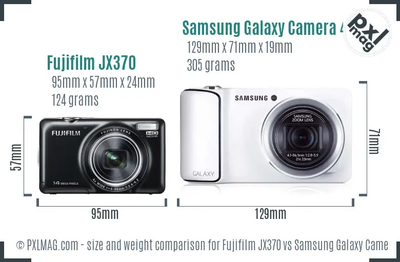 Fujifilm JX370 vs Samsung Galaxy Camera 4G size comparison