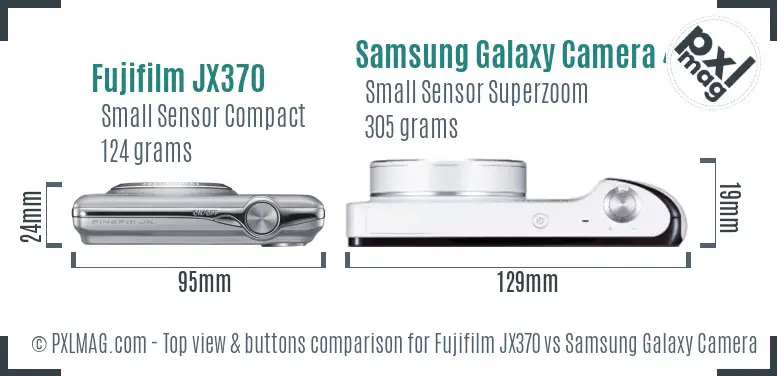 Fujifilm JX370 vs Samsung Galaxy Camera 4G top view buttons comparison