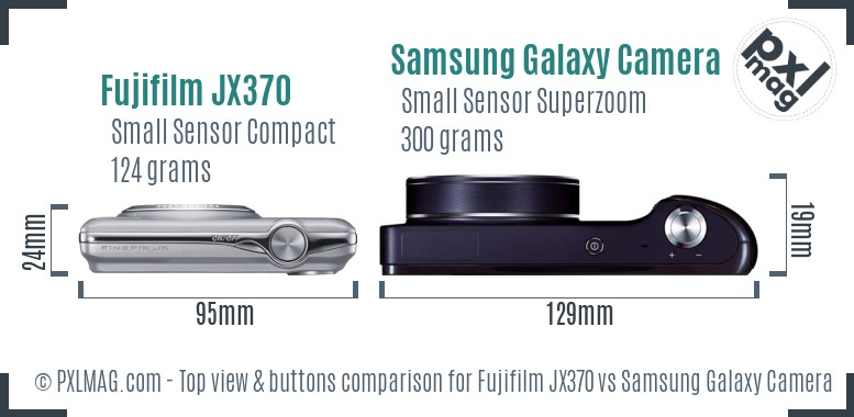 Fujifilm JX370 vs Samsung Galaxy Camera top view buttons comparison