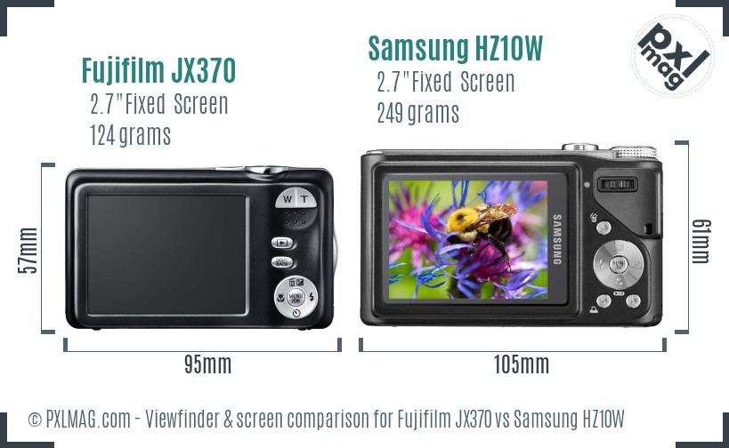 Fujifilm JX370 vs Samsung HZ10W Screen and Viewfinder comparison