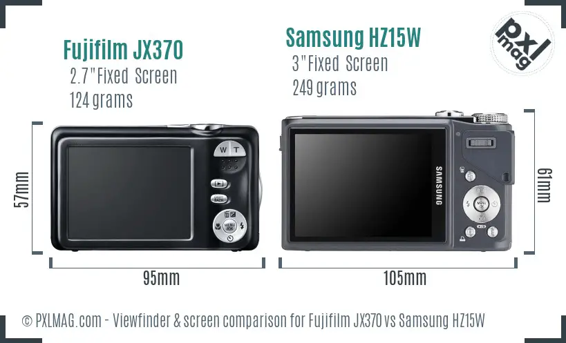 Fujifilm JX370 vs Samsung HZ15W Screen and Viewfinder comparison