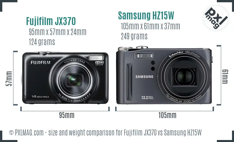 Fujifilm JX370 vs Samsung HZ15W size comparison Fujifilm JX370 vs Samsung HZ15W size comparison