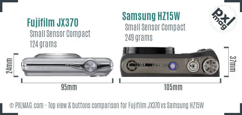 Fujifilm JX370 vs Samsung HZ15W top view buttons comparison