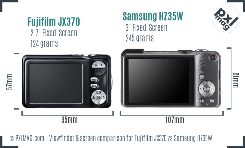 Fujifilm JX370 vs Samsung HZ35W Screen and Viewfinder comparison