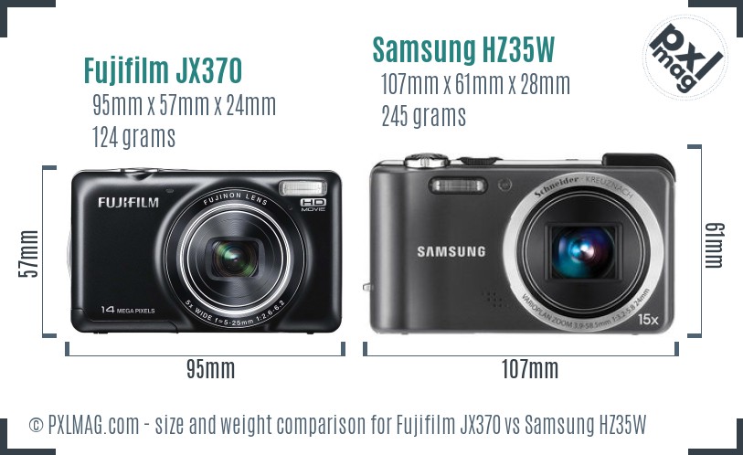 Fujifilm JX370 vs Samsung HZ35W size comparison