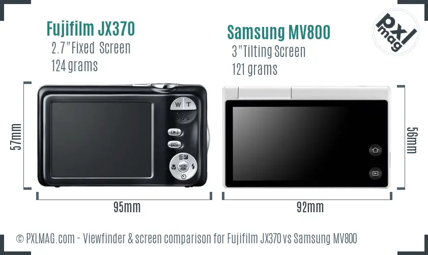 Fujifilm JX370 vs Samsung MV800 Screen and Viewfinder comparison