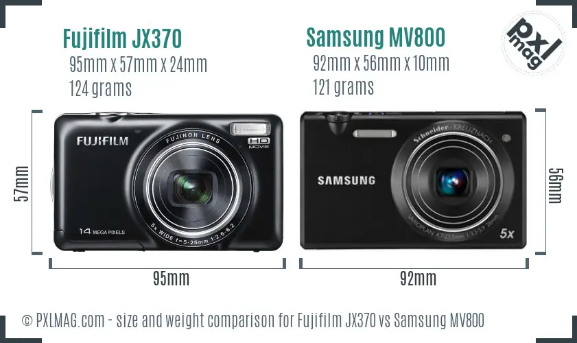 Fujifilm JX370 vs Samsung MV800 size comparison