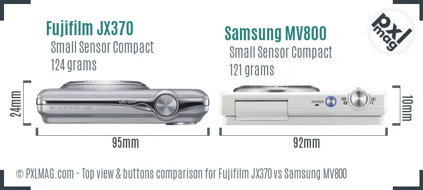 Fujifilm JX370 vs Samsung MV800 top view buttons comparison