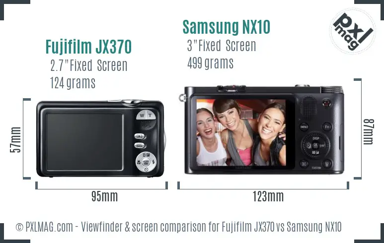 Fujifilm JX370 vs Samsung NX10 Screen and Viewfinder comparison