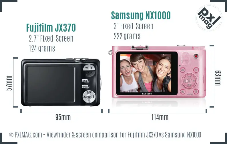 Fujifilm JX370 vs Samsung NX1000 Screen and Viewfinder comparison