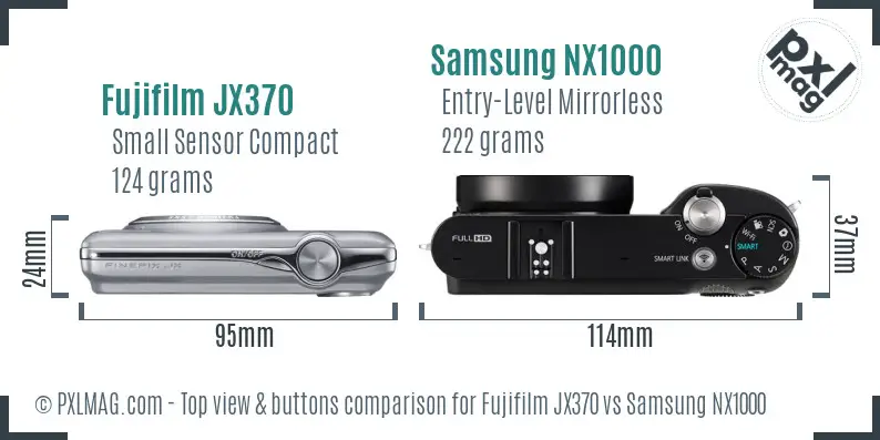 Fujifilm JX370 vs Samsung NX1000 top view buttons comparison