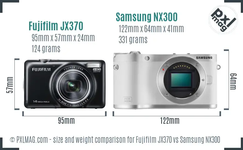 Fujifilm JX370 vs Samsung NX300 size comparison Fujifilm JX370 vs Samsung NX300 size comparison