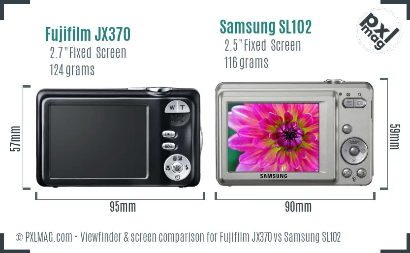 Fujifilm JX370 vs Samsung SL102 Screen and Viewfinder comparison