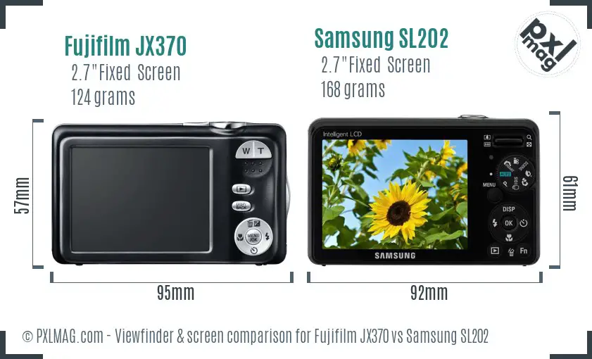 Fujifilm JX370 vs Samsung SL202 Screen and Viewfinder comparison Fujifilm JX370 vs Samsung SL202 Screen and Viewfinder comparison