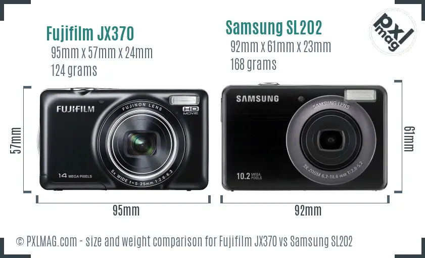 Fujifilm JX370 vs Samsung SL202 size comparison Fujifilm JX370 vs Samsung SL202 size comparison