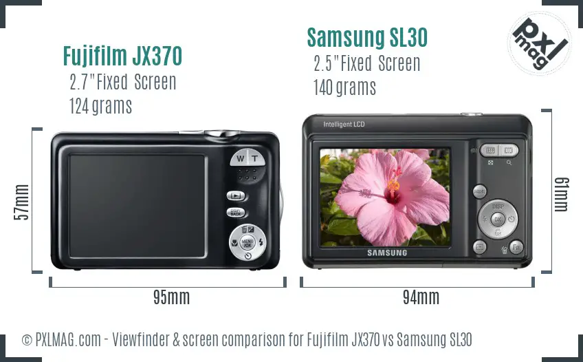 Fujifilm JX370 vs Samsung SL30 Screen and Viewfinder comparison