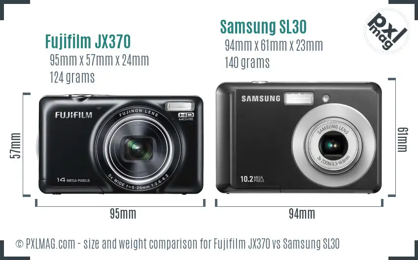 Fujifilm JX370 vs Samsung SL30 size comparison