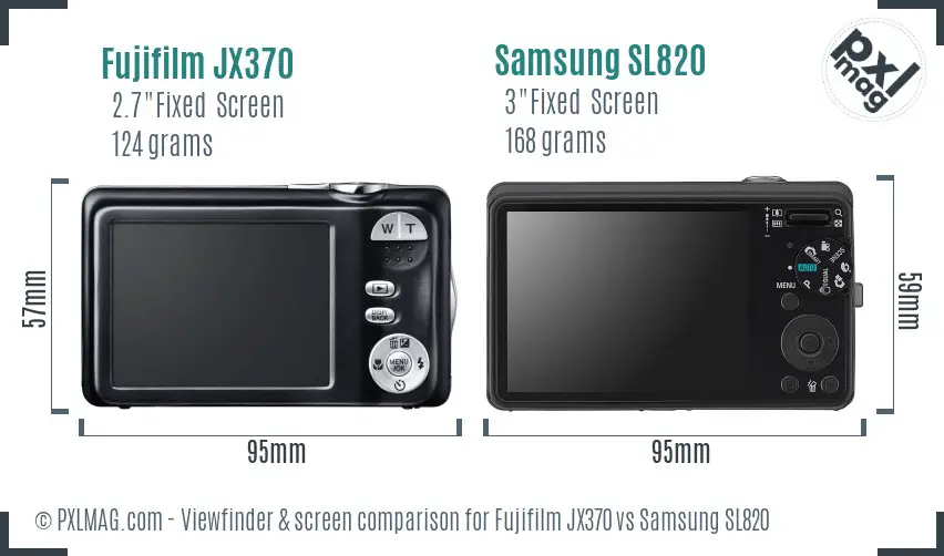 Fujifilm JX370 vs Samsung SL820 Screen and Viewfinder comparison Fujifilm JX370 vs Samsung SL820 Screen and Viewfinder comparison