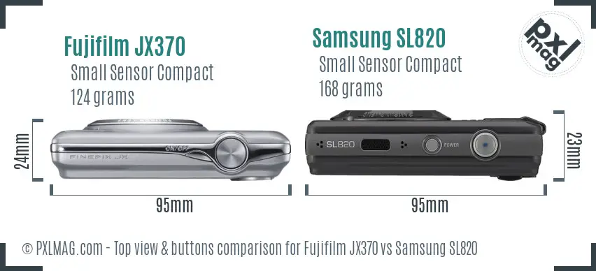 Fujifilm JX370 vs Samsung SL820 top view buttons comparison Fujifilm JX370 vs Samsung SL820 top view buttons comparison