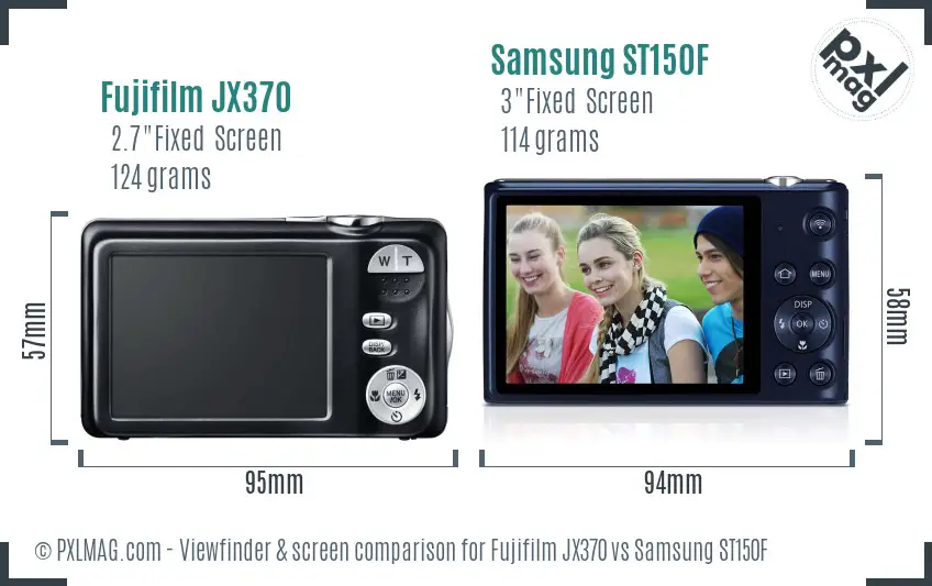 Fujifilm JX370 vs Samsung ST150F Screen and Viewfinder comparison