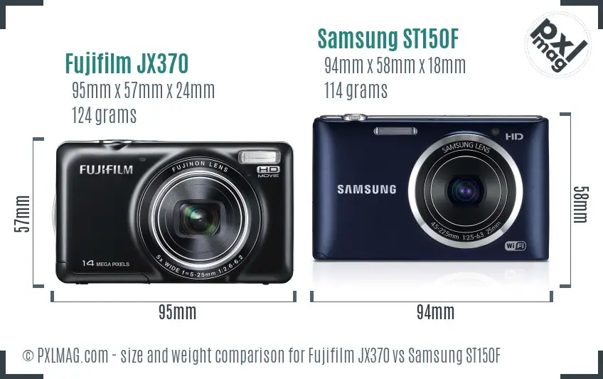 Fujifilm JX370 vs Samsung ST150F size comparison