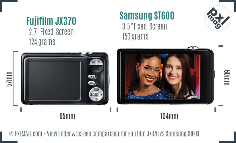 Fujifilm JX370 vs Samsung ST600 Screen and Viewfinder comparison
