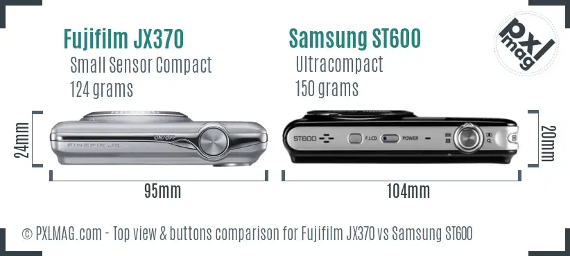 Fujifilm JX370 vs Samsung ST600 top view buttons comparison