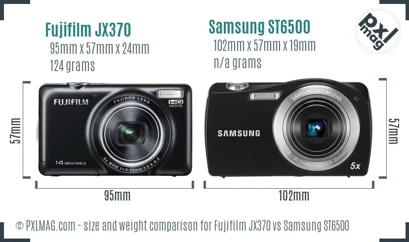 Fujifilm JX370 vs Samsung ST6500 size comparison