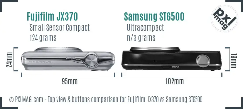 Fujifilm JX370 vs Samsung ST6500 top view buttons comparison