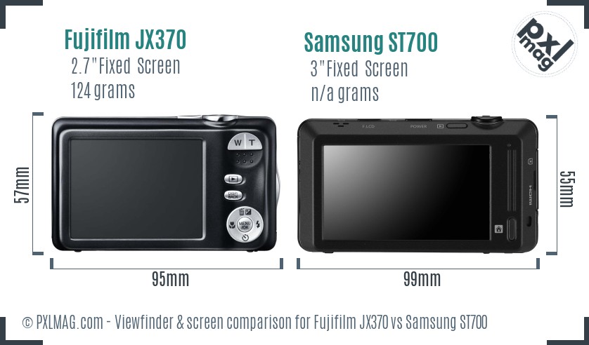 Fujifilm JX370 vs Samsung ST700 Screen and Viewfinder comparison