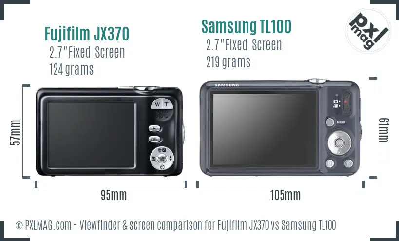 Fujifilm JX370 vs Samsung TL100 Screen and Viewfinder comparison