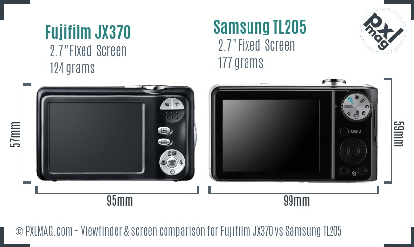 Fujifilm JX370 vs Samsung TL205 Screen and Viewfinder comparison