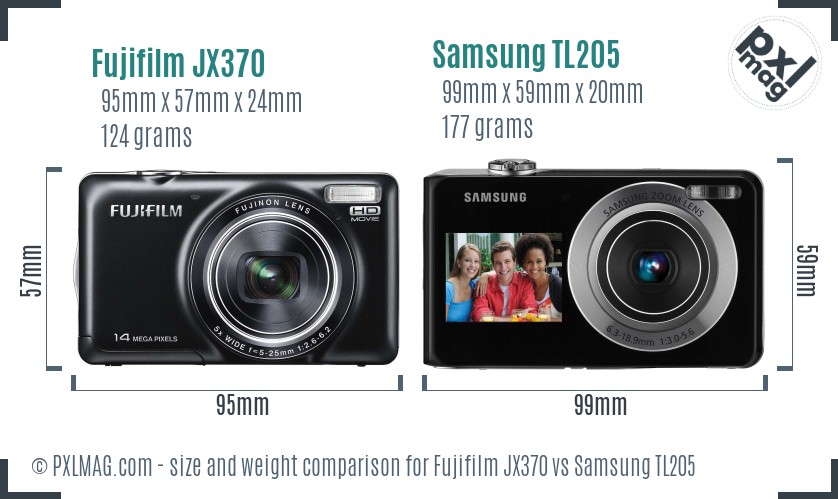 Fujifilm JX370 vs Samsung TL205 size comparison Fujifilm JX370 vs Samsung TL205 size comparison