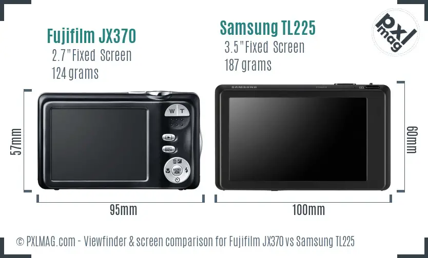 Fujifilm JX370 vs Samsung TL225 Screen and Viewfinder comparison
