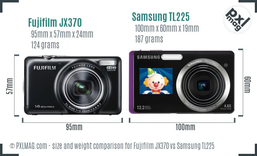 Fujifilm JX370 vs Samsung TL225 size comparison