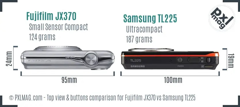 Fujifilm JX370 vs Samsung TL225 top view buttons comparison