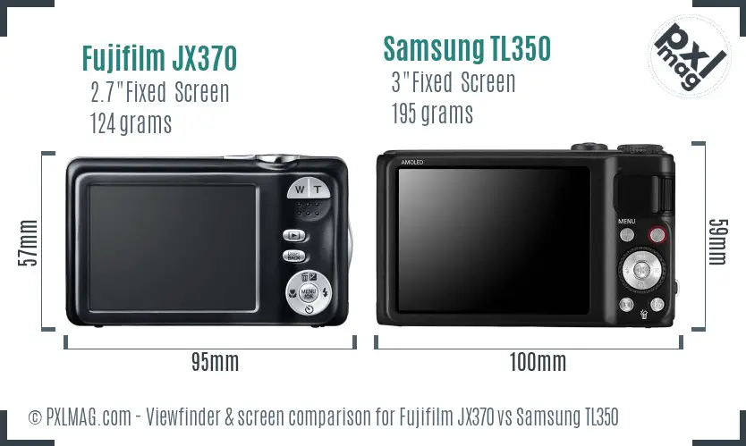 Fujifilm JX370 vs Samsung TL350 Screen and Viewfinder comparison