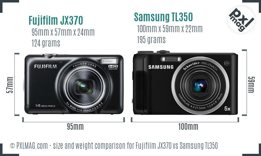 Fujifilm JX370 vs Samsung TL350 size comparison