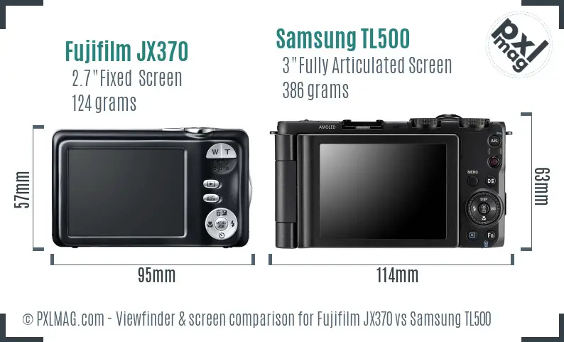 Fujifilm JX370 vs Samsung TL500 Screen and Viewfinder comparison