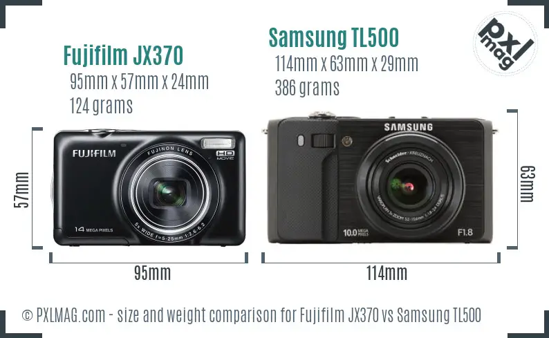 Fujifilm JX370 vs Samsung TL500 size comparison